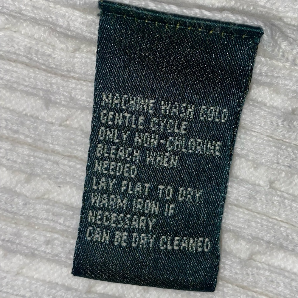 LAUREN RALPH LAUREN Cable Knit Cardigan-Vintage-Green Label-White/Black Size Med - Picture 7 of 9